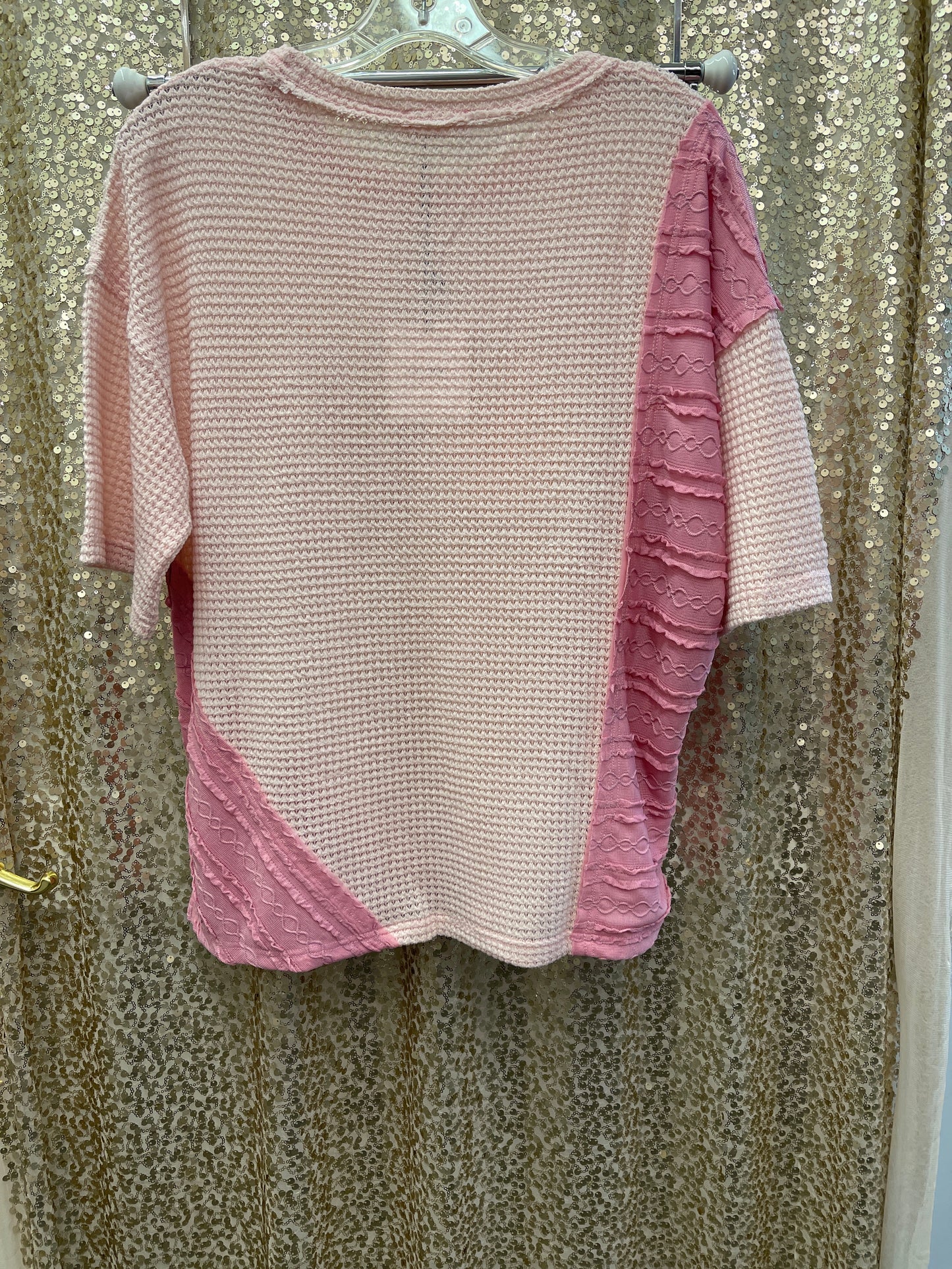 D&D LOVE DAISY PATCHWORK TOP PINK MULTI