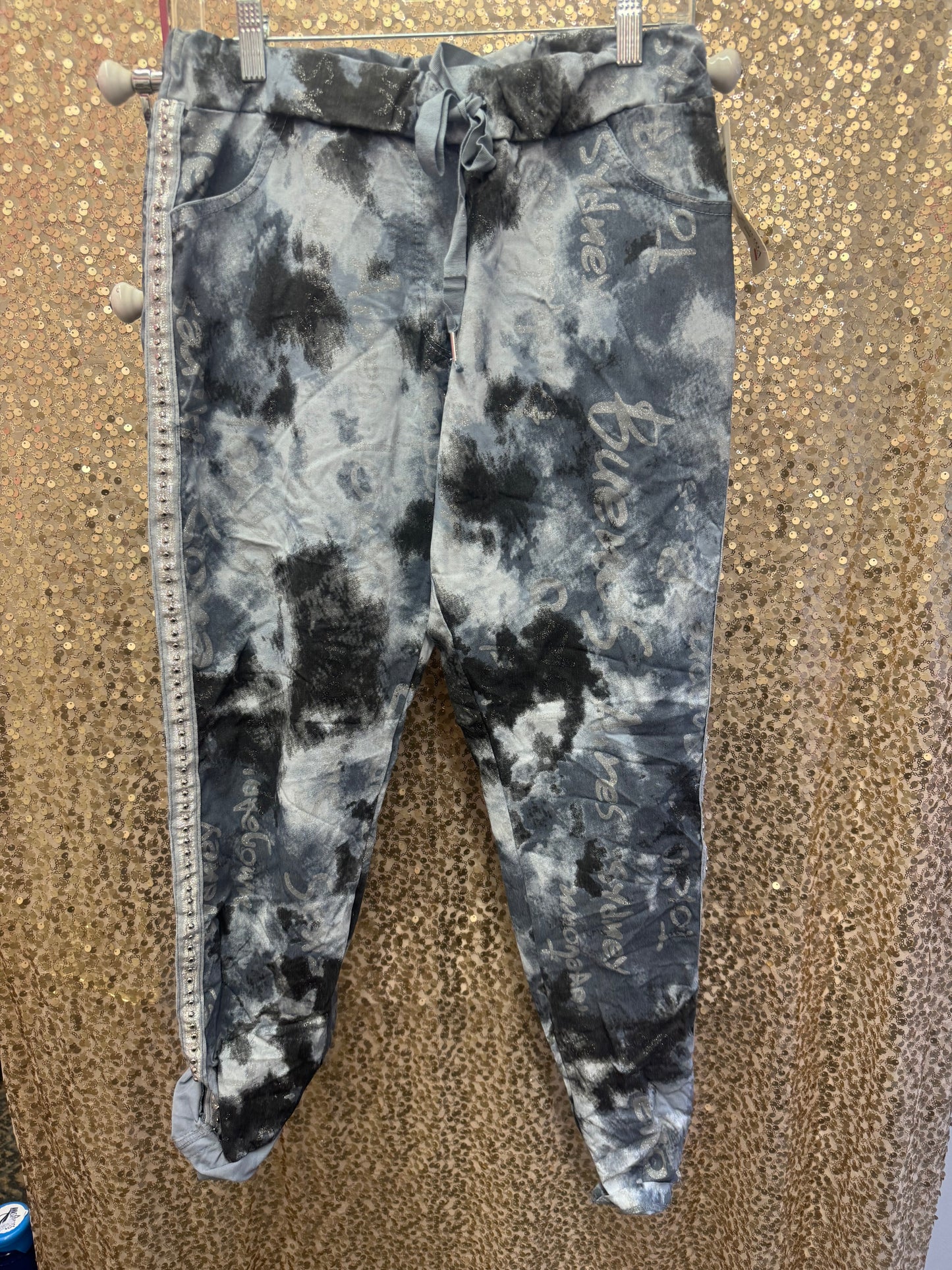GLITTER CAMO JEGGING OS