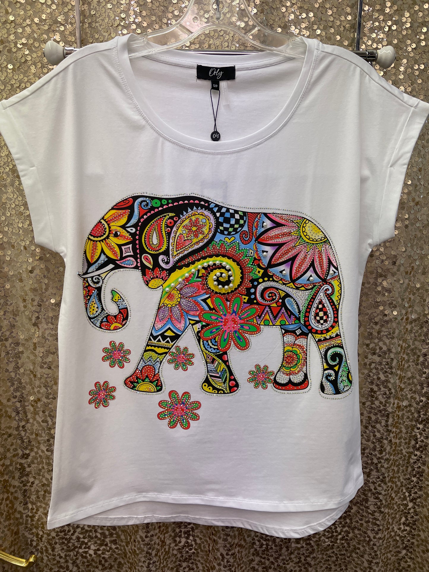 ORLY EMBELLISHED ELEPHANT TEE