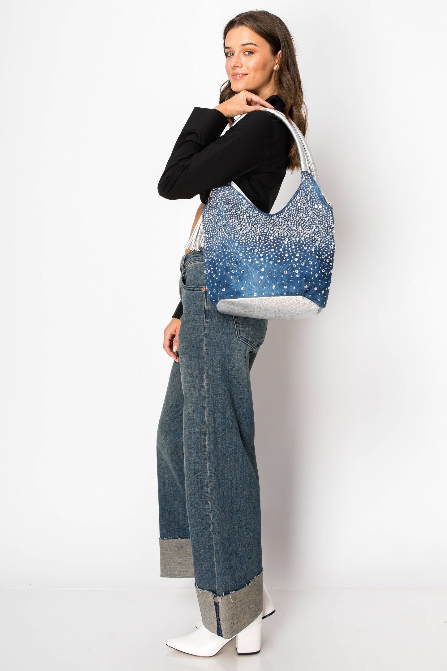 Glamorous Rhinestone Tall Shoulder Bag