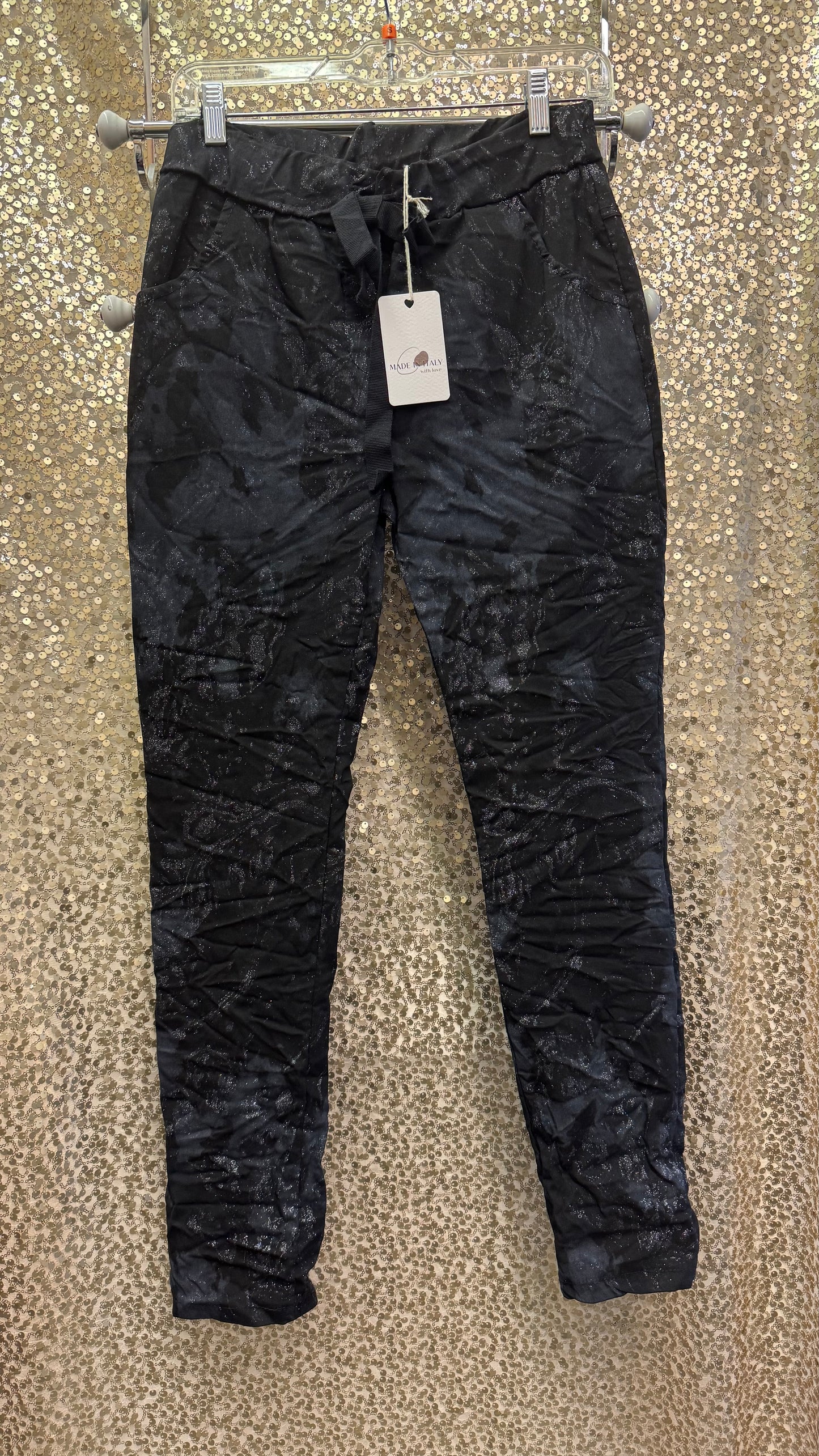 LM SWIRL GLITTER PRINT JEGGINGS