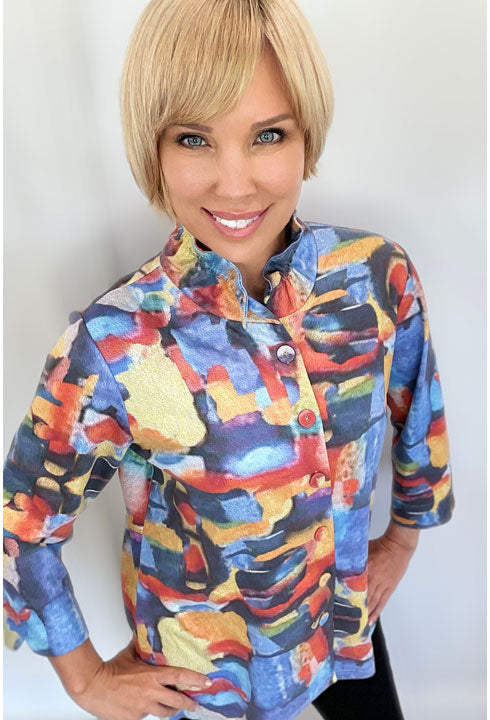 ETHYL FAUX SUEDE PRINTED TOP