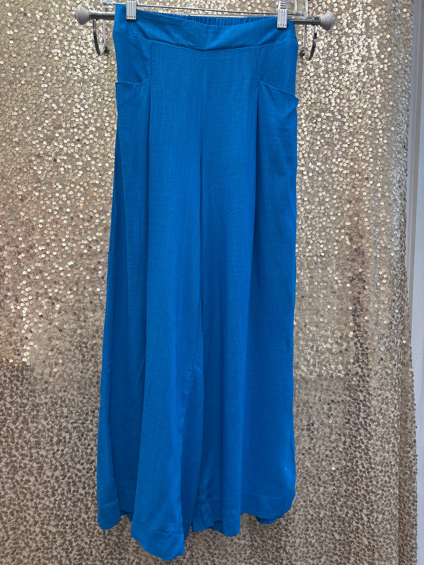 UMGEE CYAN BLUE LINEN PANT