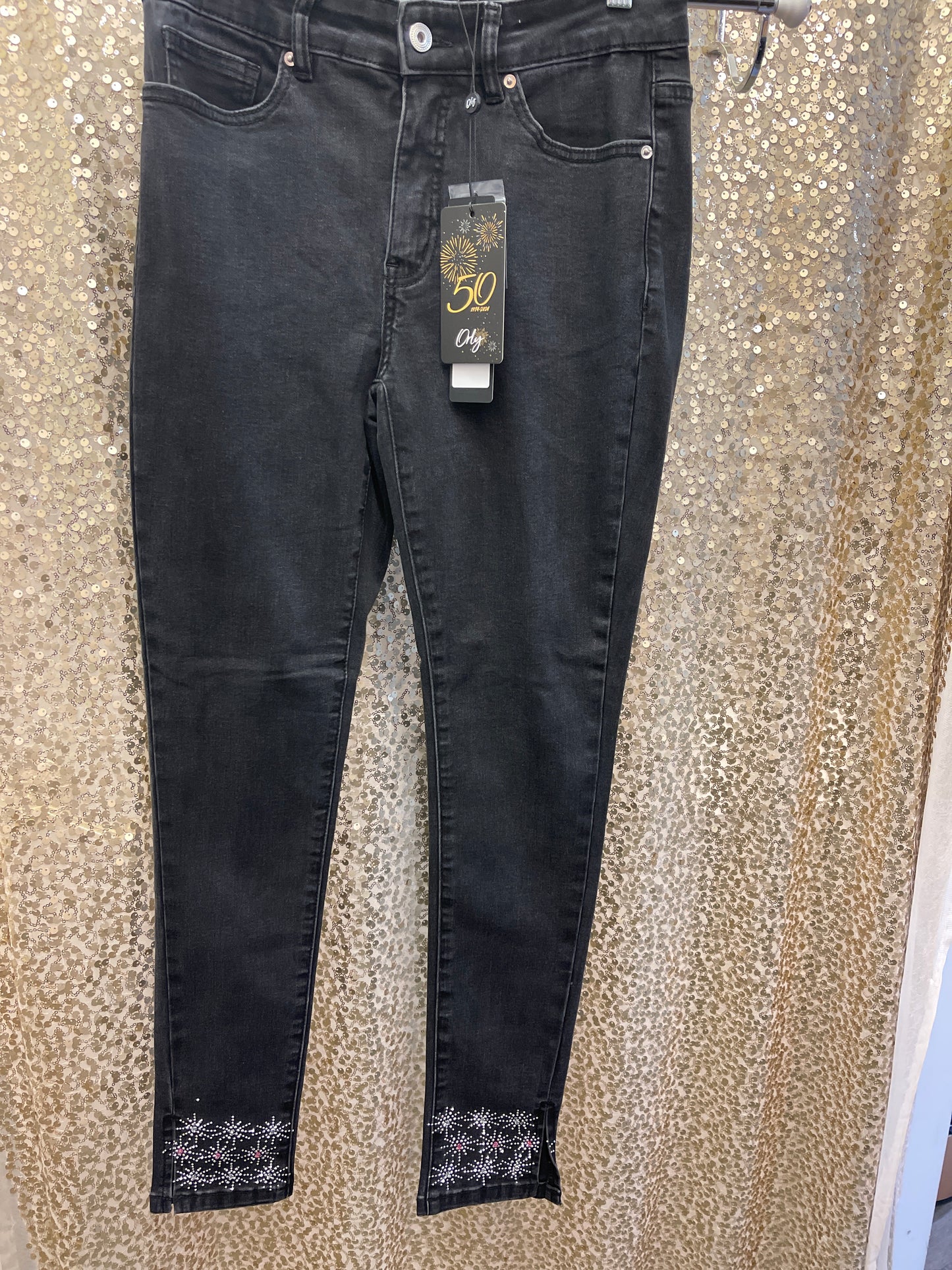 ORLY BLK DENIM STAR BURST PANT