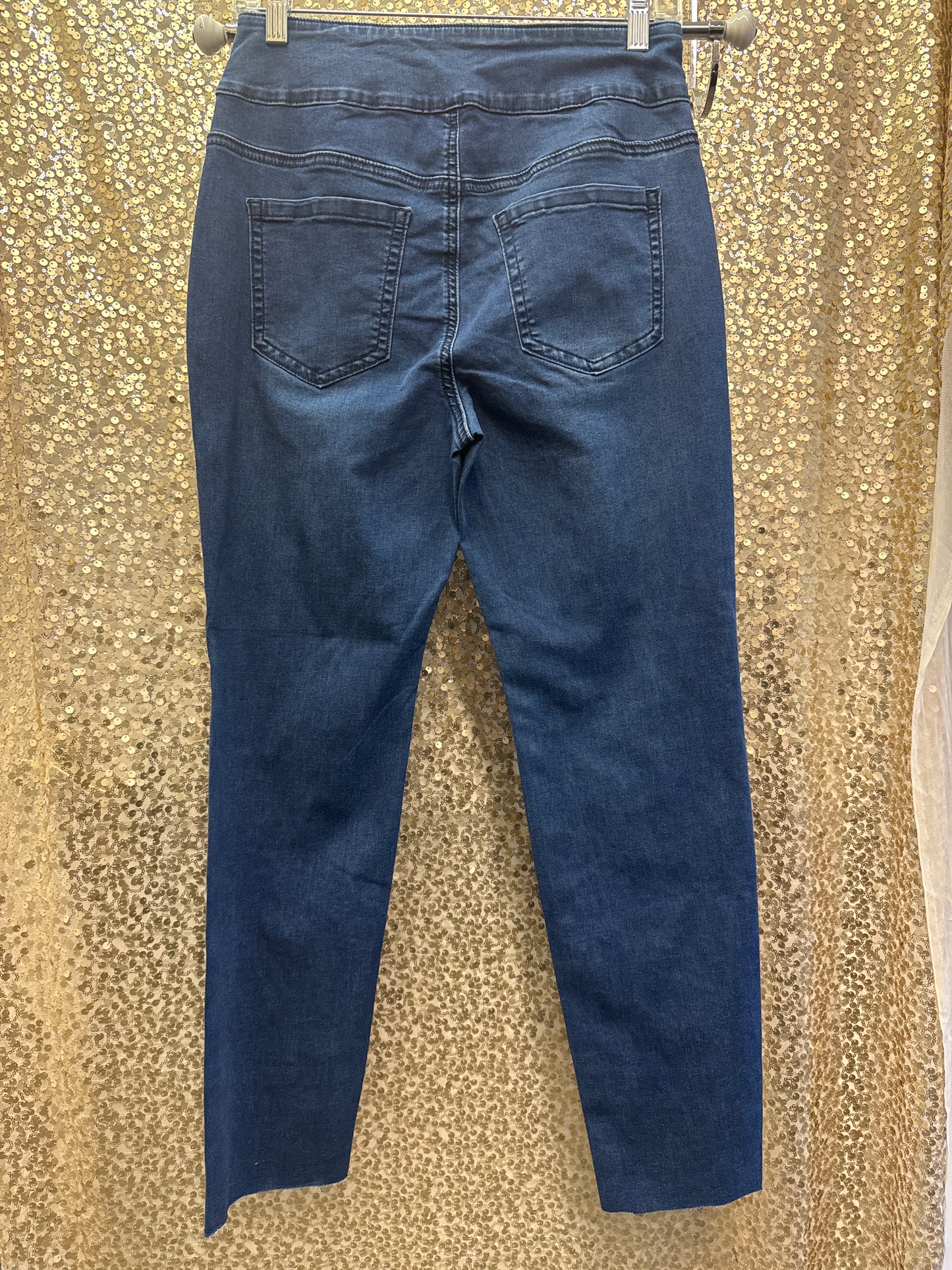 ETHYL PULLON MEDIUM WASH ANKLE LENGTH DENIM W/ RHINESTONES