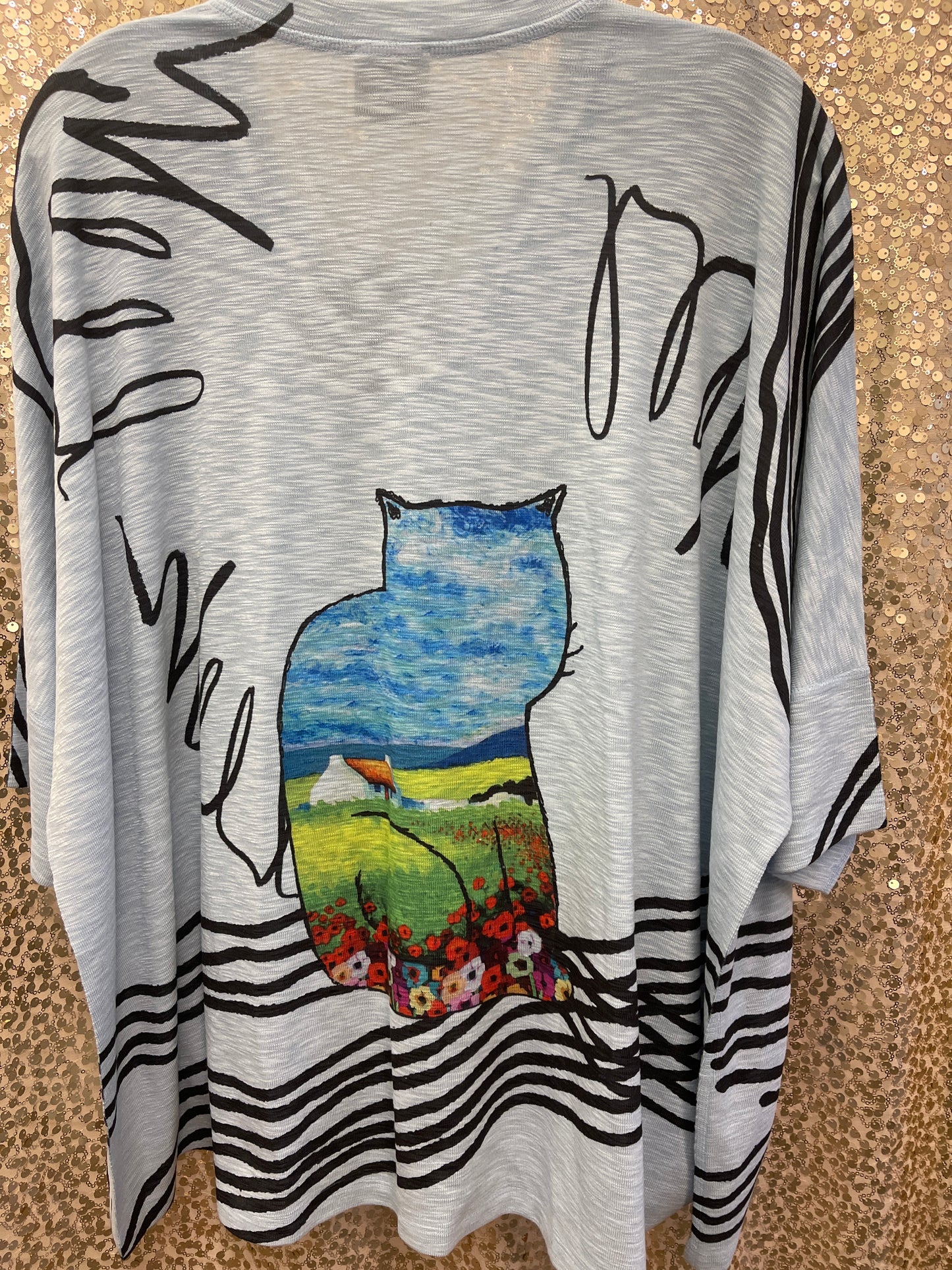IN ONE/SIZE DOLMAN SLEEVE QUINCY TOP SKY BLUE
