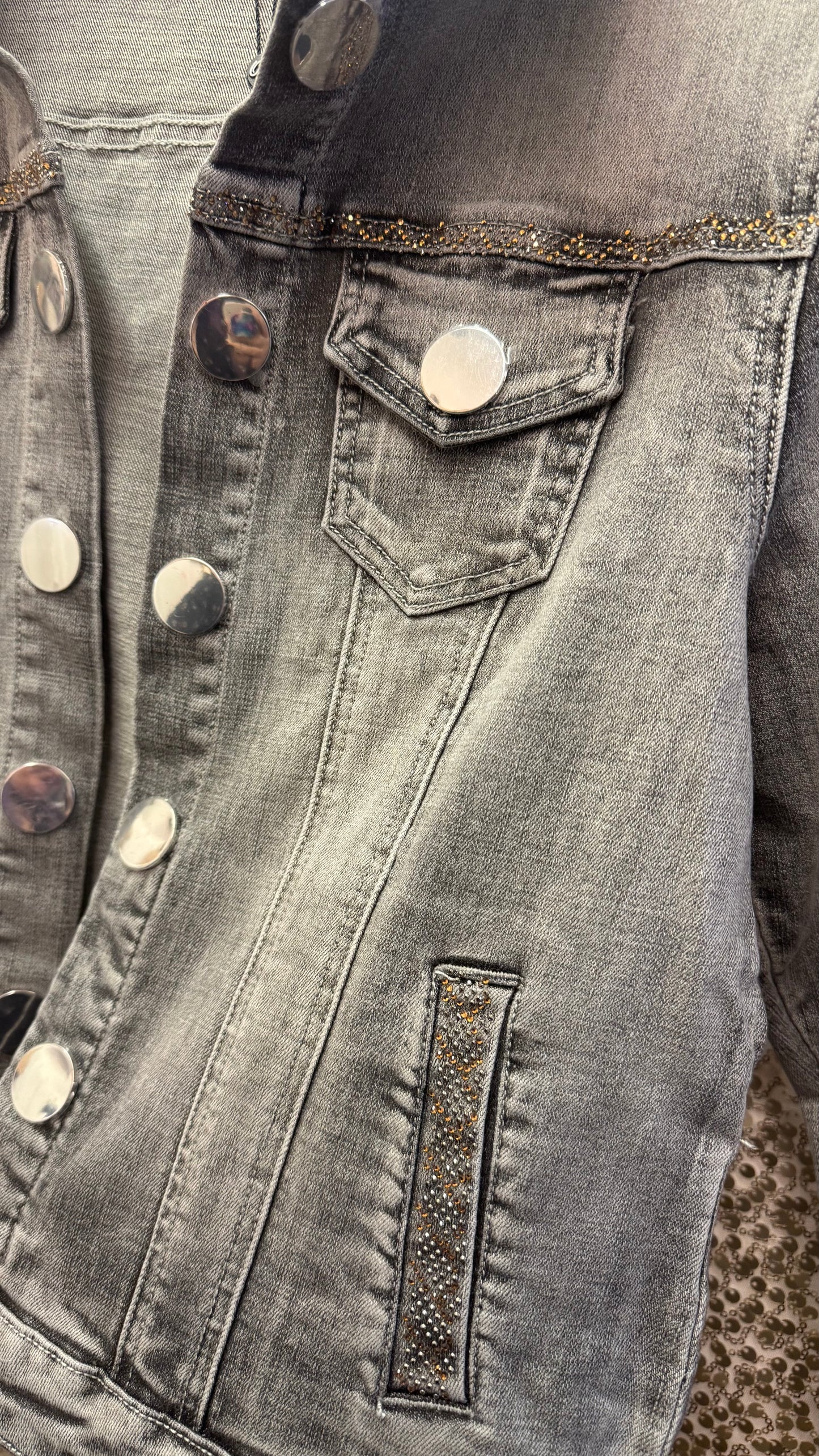 ORLY DENIM JACKET WITH RHINESTONE DETAILLING