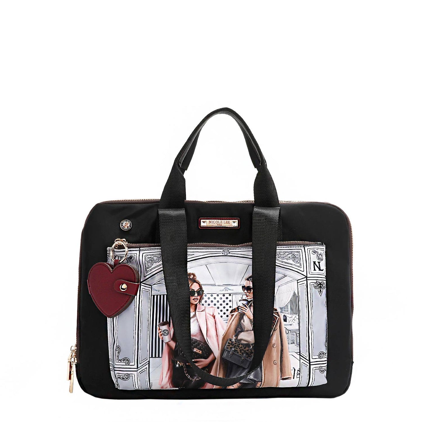 NICOLE LEE NYLON HEART LAPTOP BAG