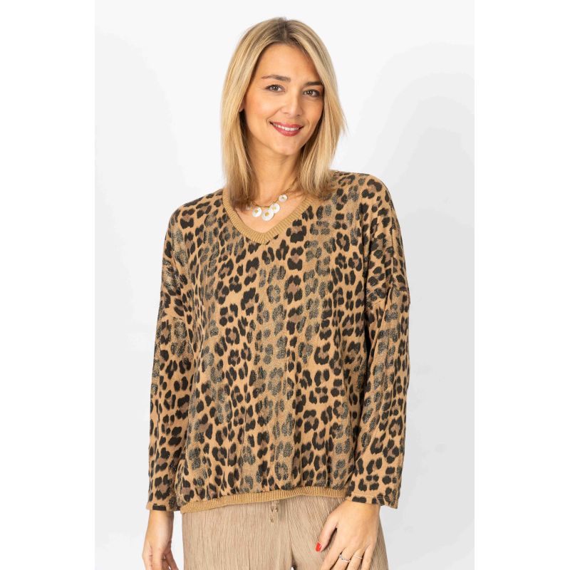 LM GLITTER "AP" PRINT SWEATER OS