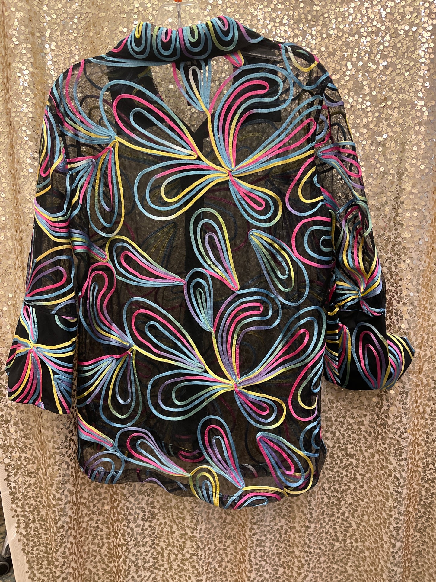 AM TOP MESH BUTTON FRONT JKT SUTACHE EMBROIDERY