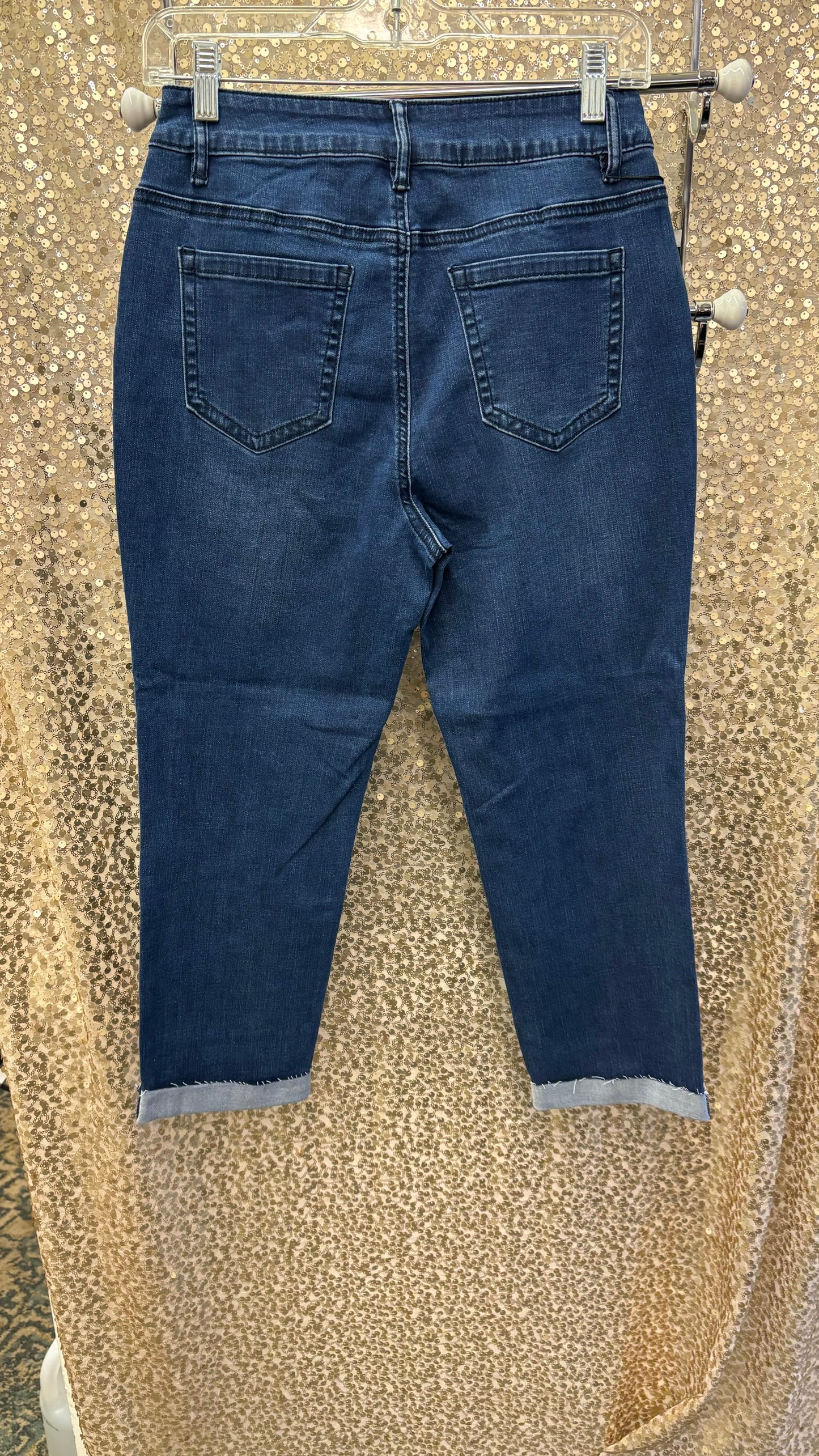 ROLLED DENIM JEANS W/ STONES
