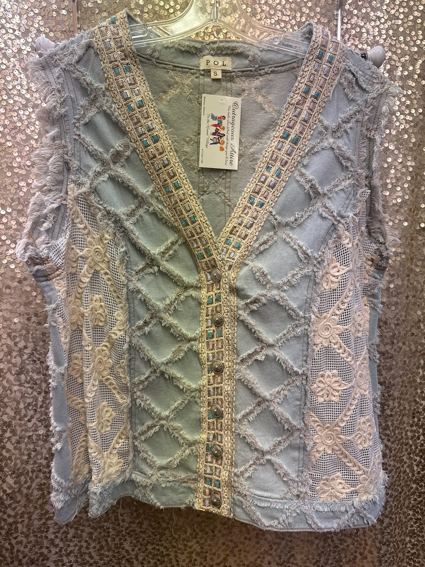 DENIM VEST BUTTON FRONT