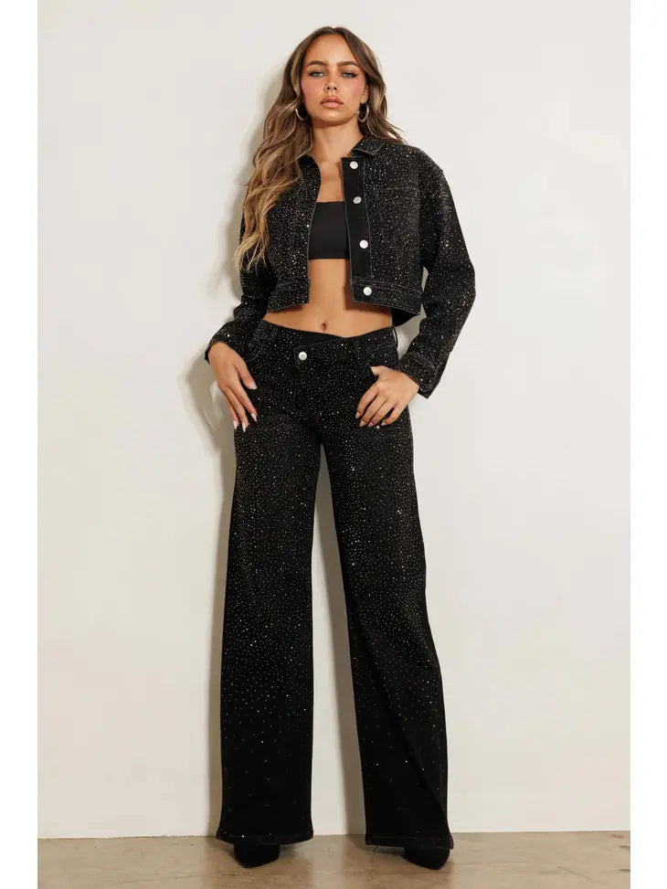 RHINESTONE DENIM JEANS