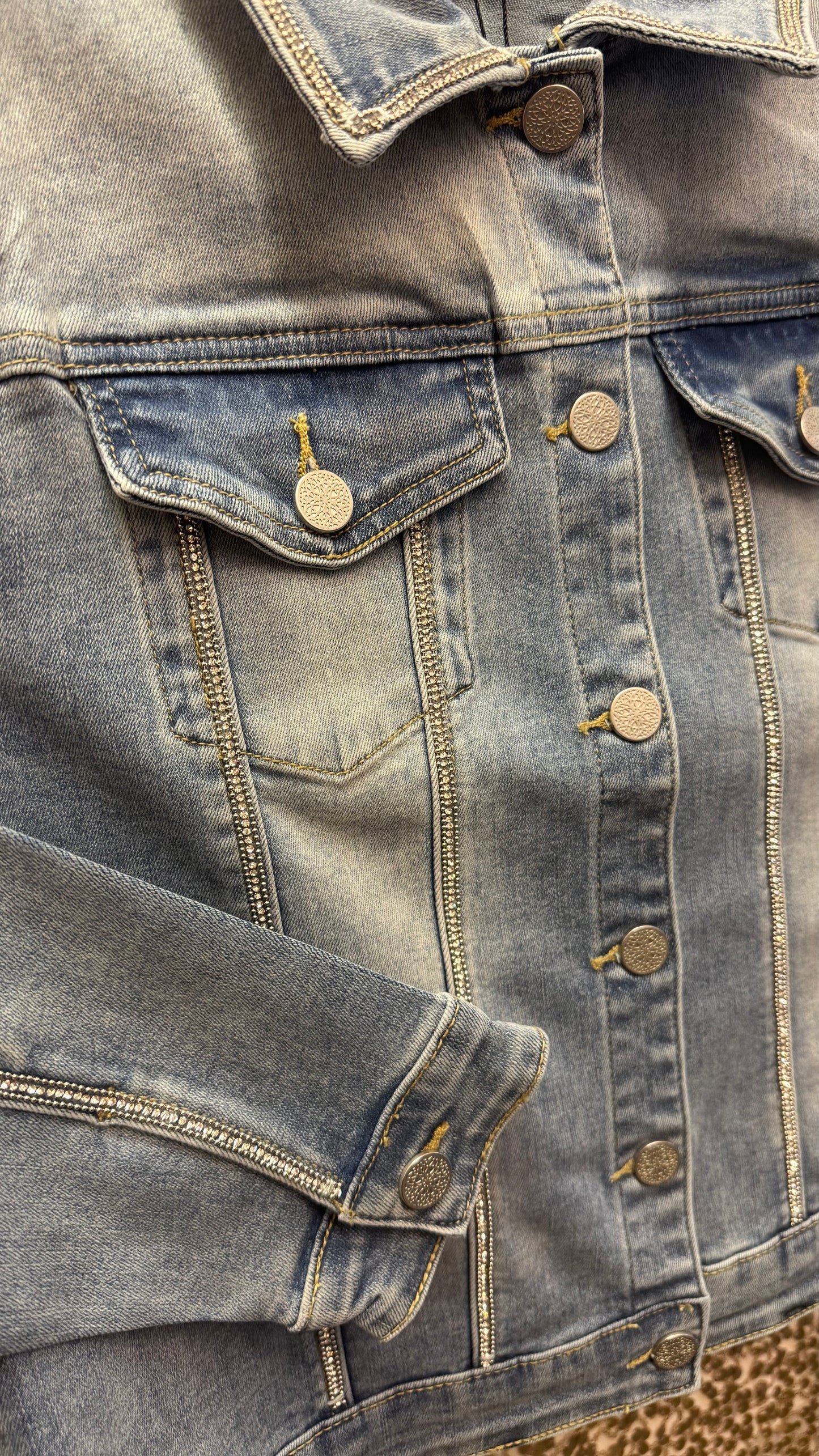 ORLY DENIM JACKET WITH RHINESTONE DETAILLING