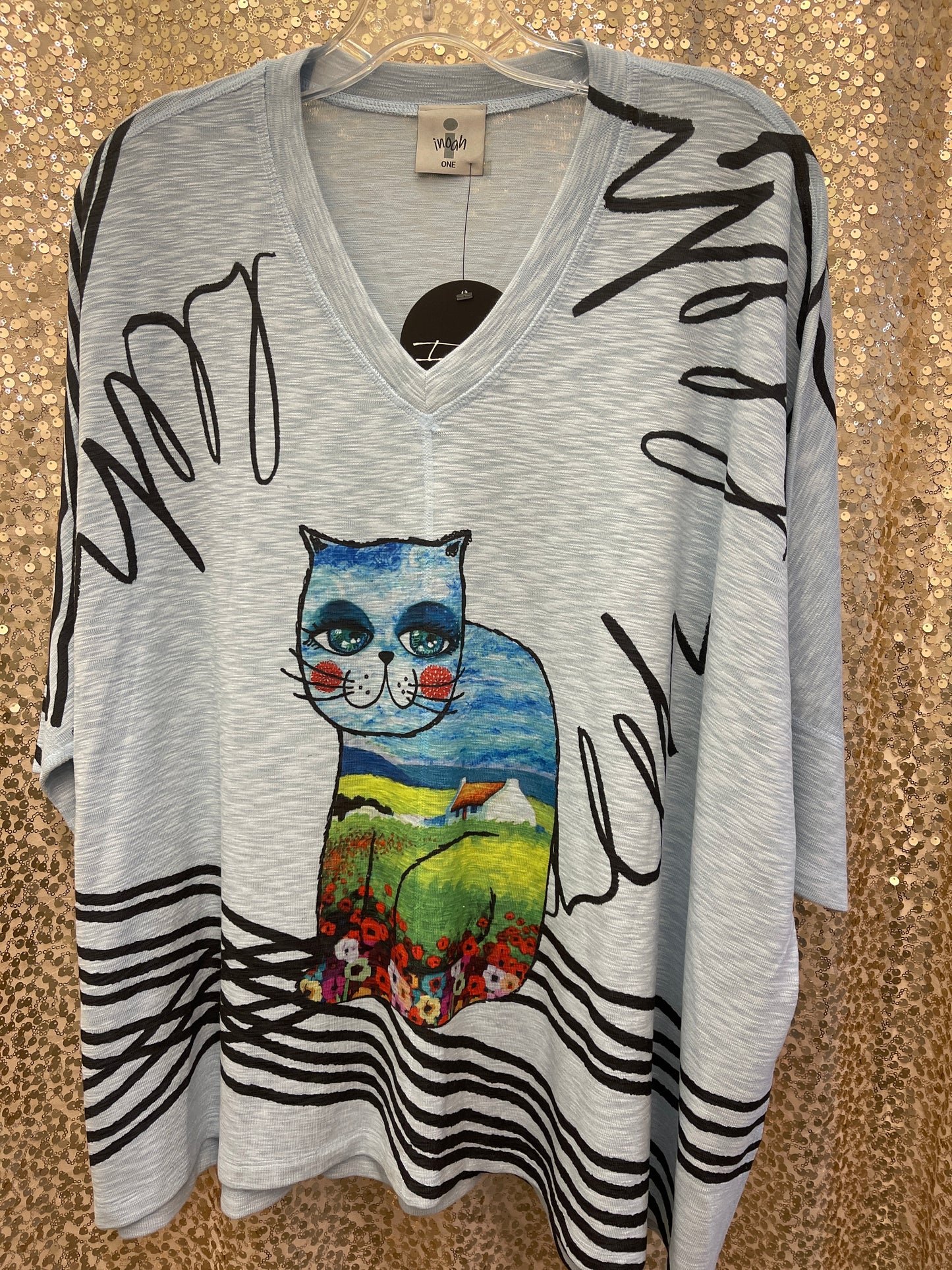 IN ONE/SIZE DOLMAN SLEEVE QUINCY TOP SKY BLUE