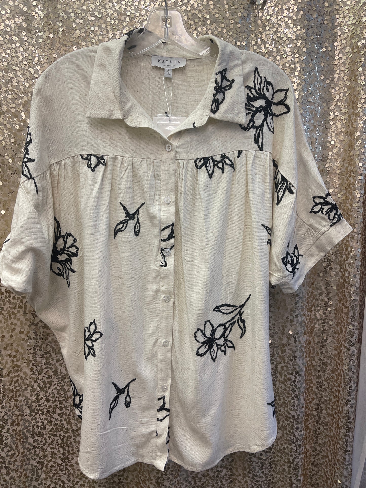 HAYDEN OATMEAL W/BLACK FLOWER TOP