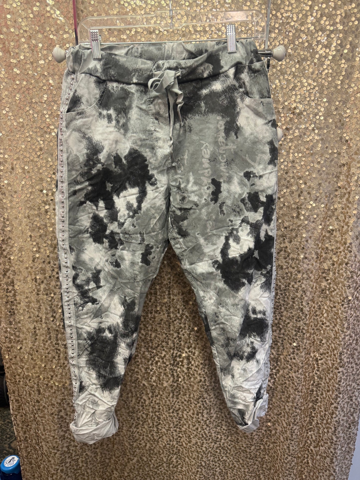 GLITTER CAMO JEGGING OS