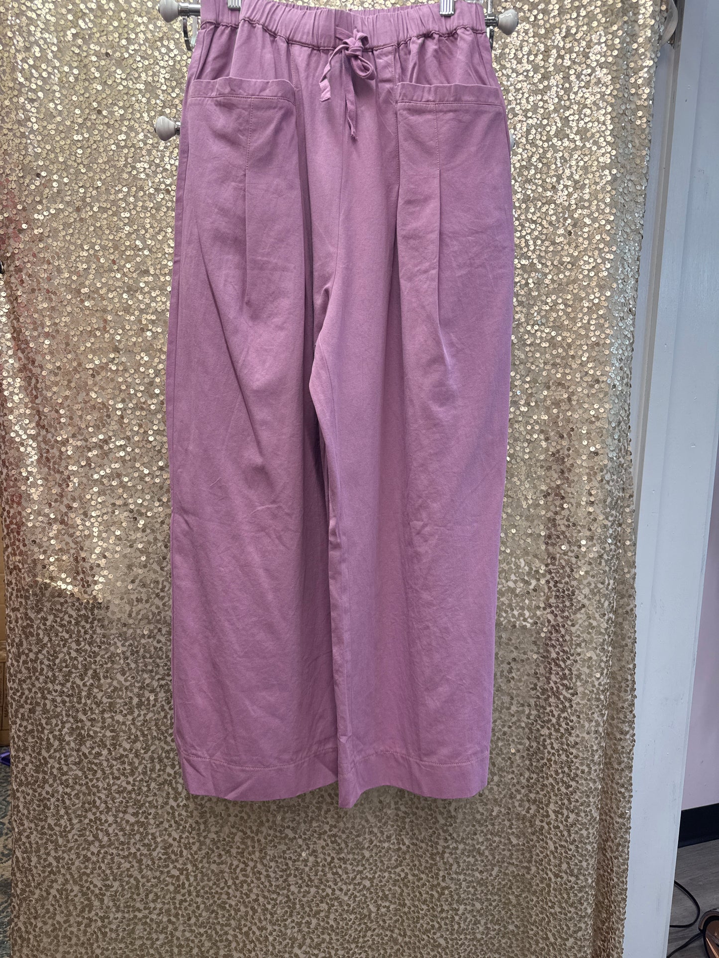 UMGEE ORCHID STRETCH WAIST PANTS WIDE LEG FRONT POCKETS