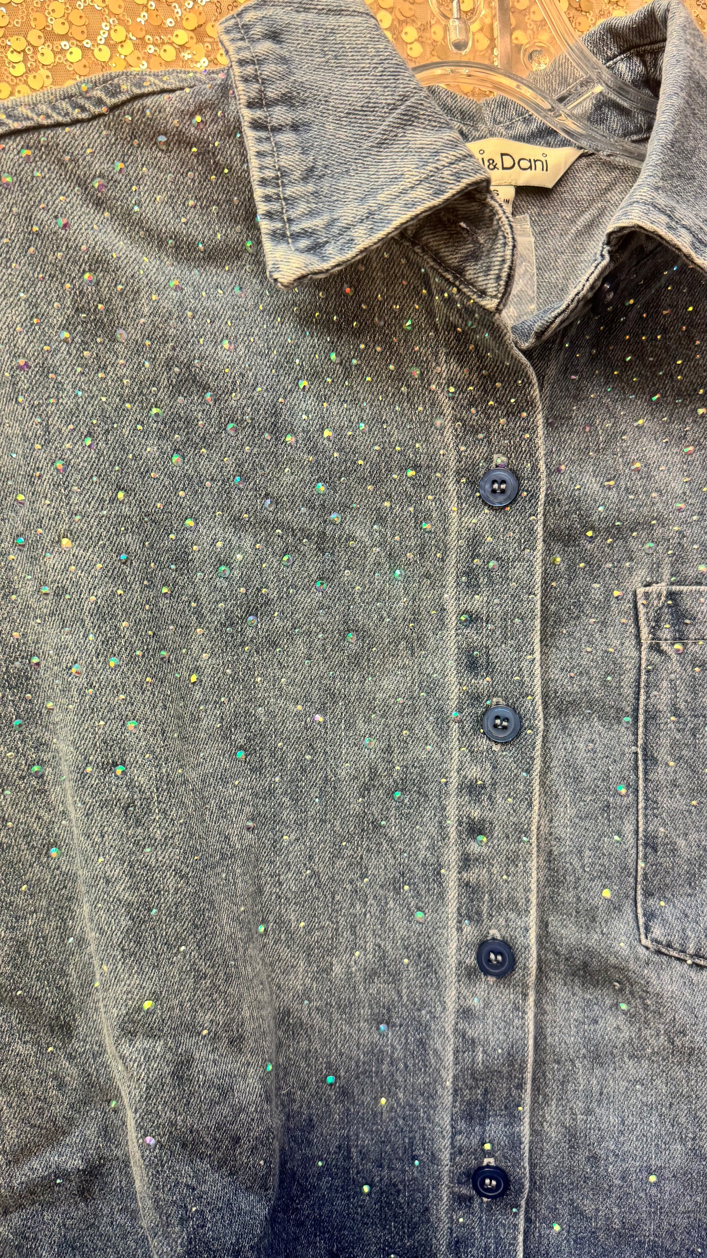 DD MULTICOLOR RHINESTONE DENIM JACKET