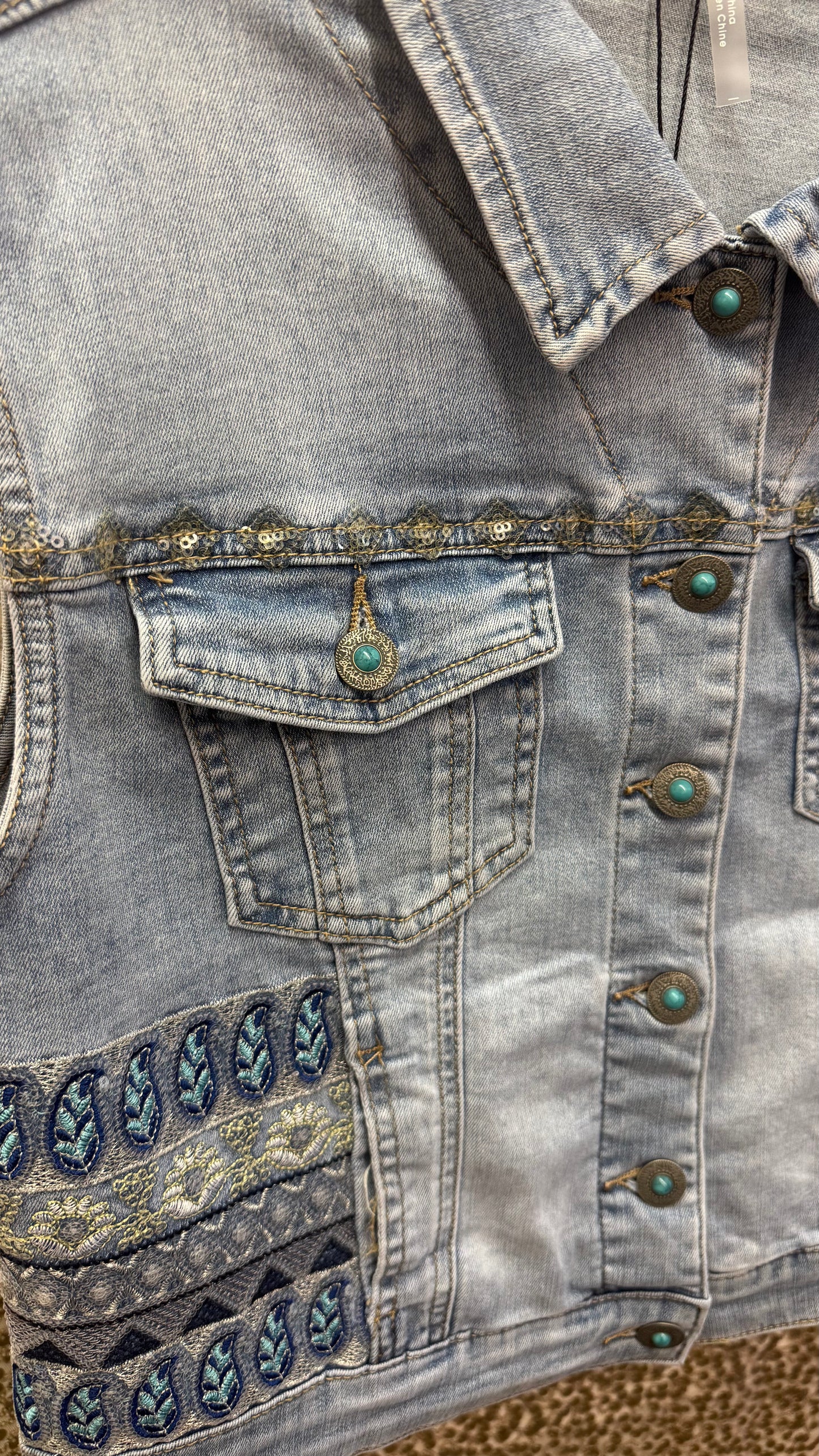 ORLY EMBROIDERED DENIM VEST