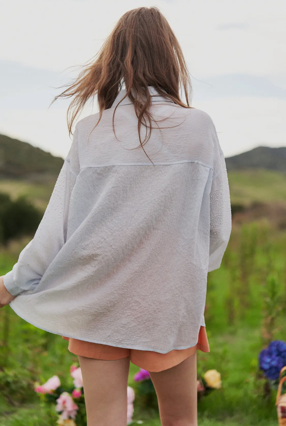 LONG SLEEVE TOP WITH RHINESTONE SCATTER