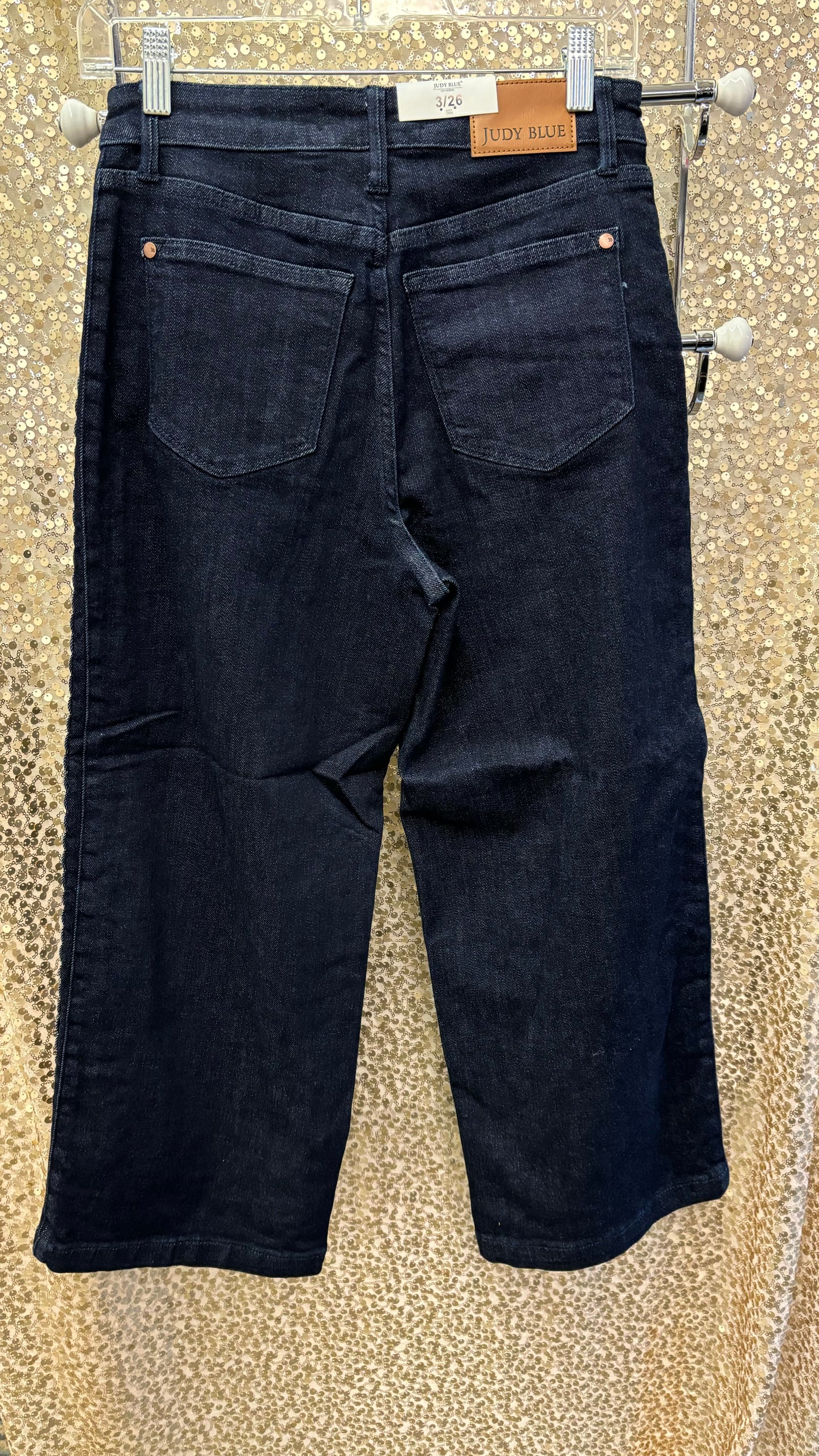 HW SIDE SEAM BRAID DK BLUE CROP JEANS