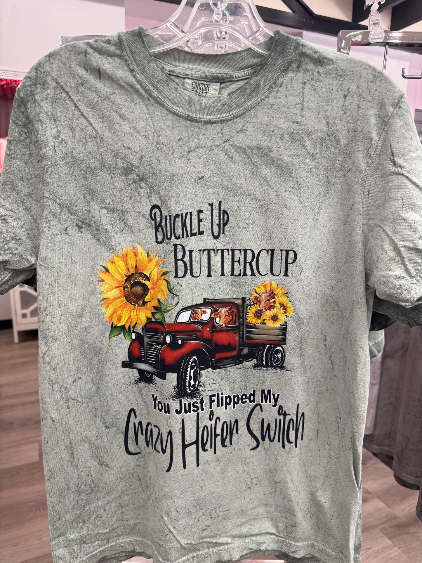 CC BUCKLE UP BUTTERCUP CUSTOM TEE