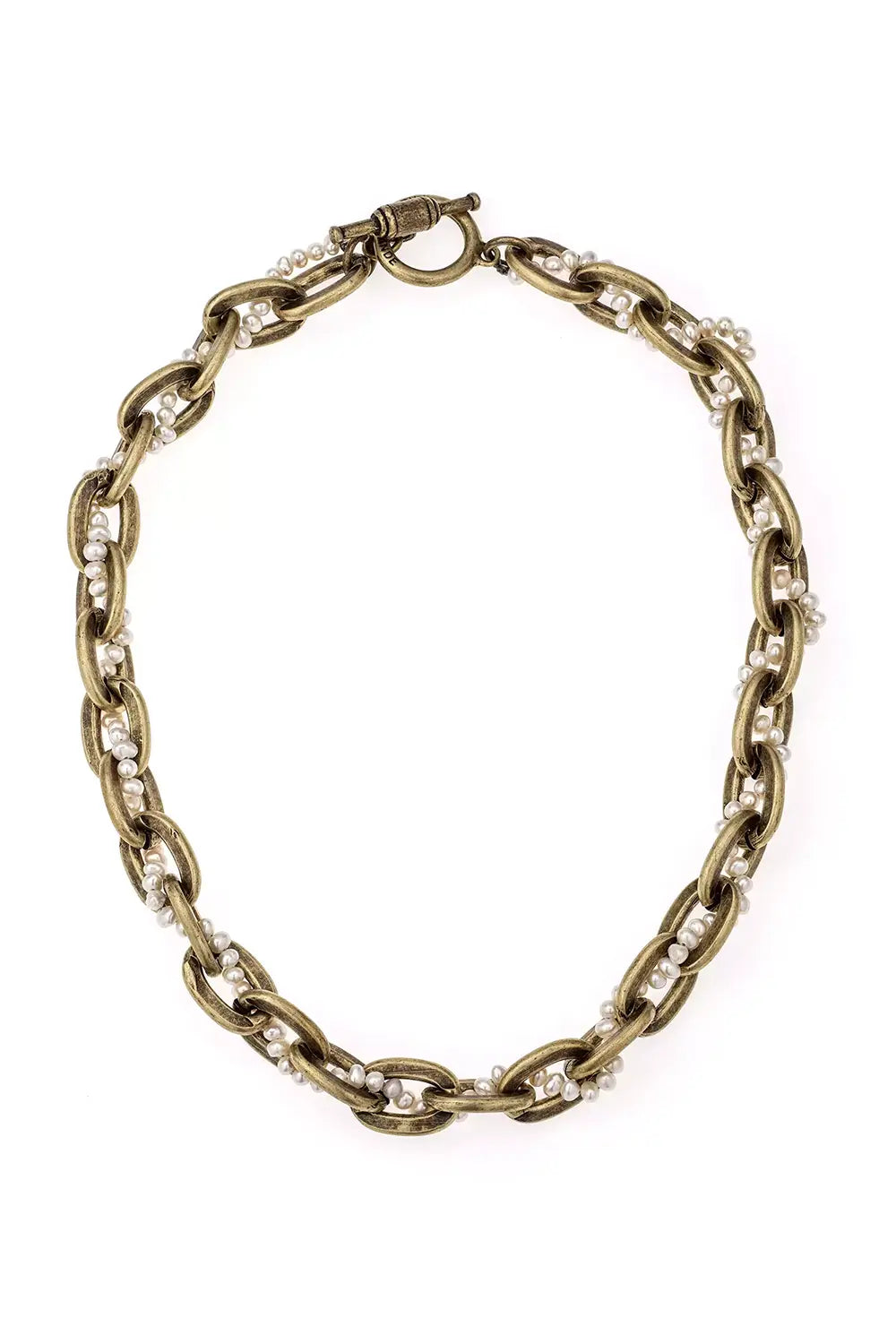 THE SIMONE 17" NK LOURDES CHAIN W/WOVEN MICRO PEARLS
