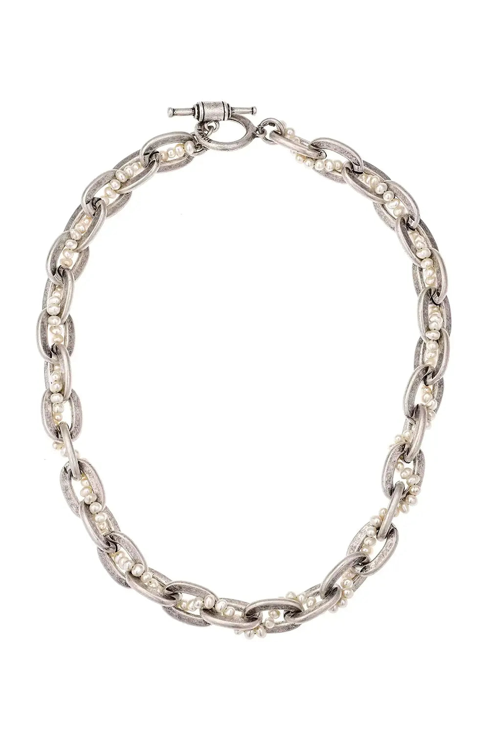 THE SIMONE 17" NK LOURDES CHAIN W/WOVEN MICRO PEARLS