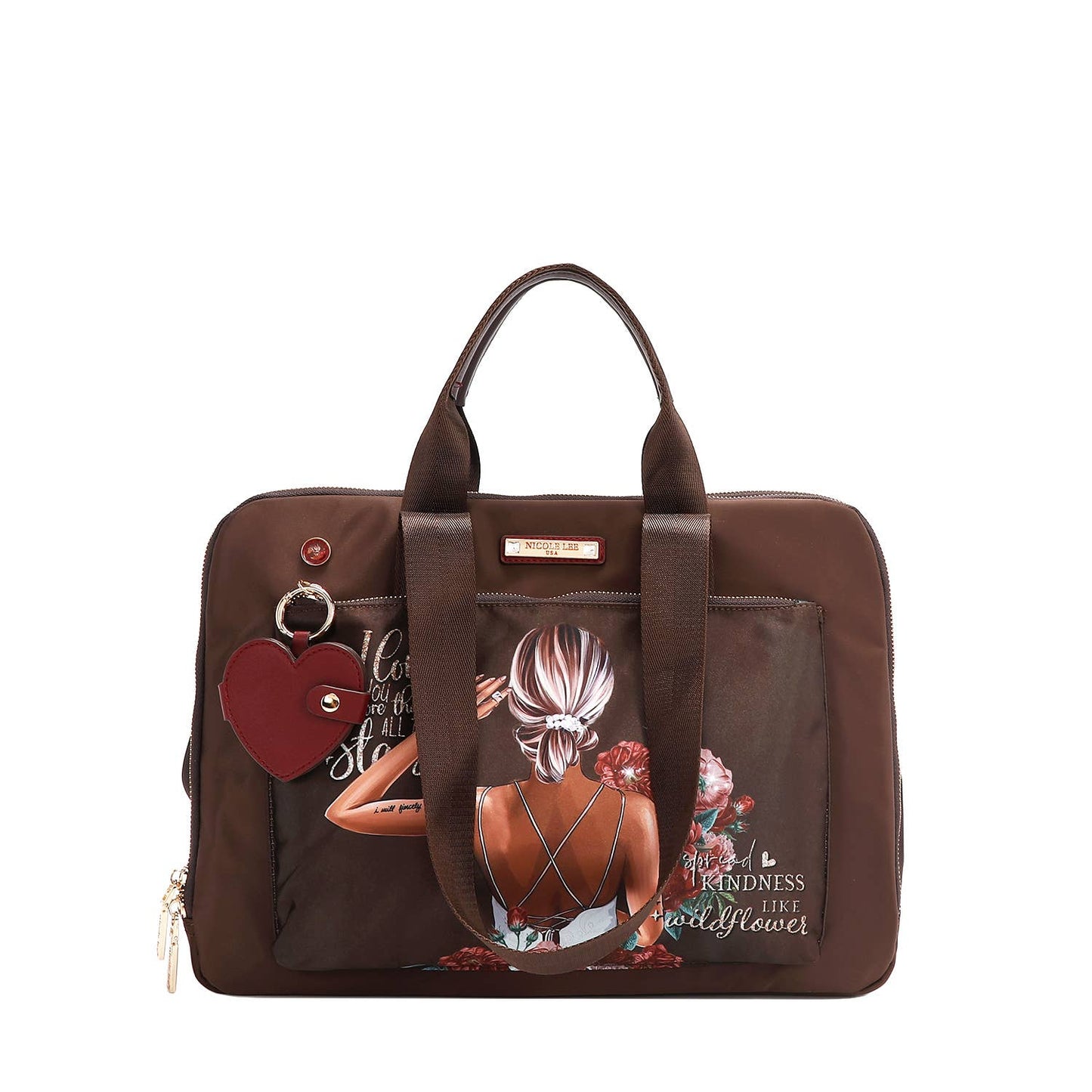 NICOLE LEE NYLON HEART LAPTOP BAG