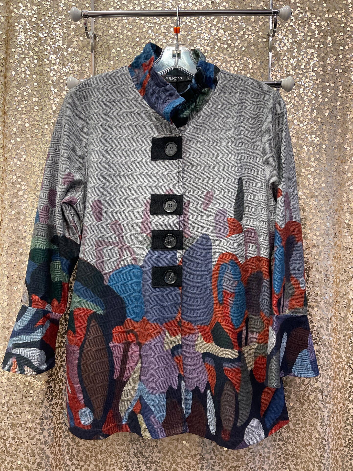 CREATIONS AM586  NICOLE BELL SLEEVE BUTTON FRONT JKT