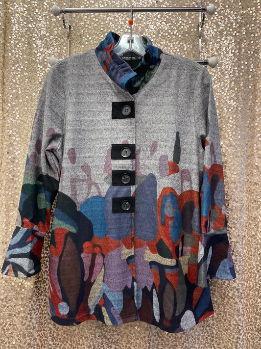 CREATIONS AM586  NICOLE BELL SLEEVE BUTTON FRONT JKT