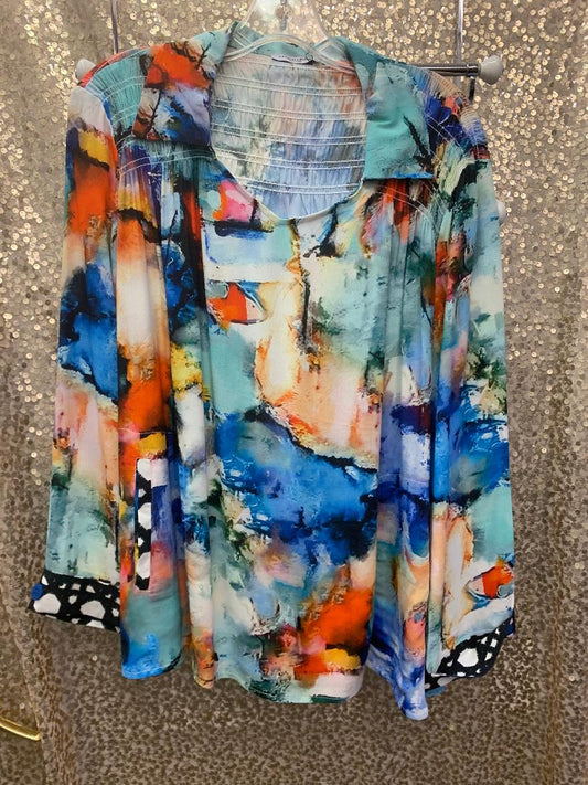 SMOCKING TOP BERMUDA W/COLLAR