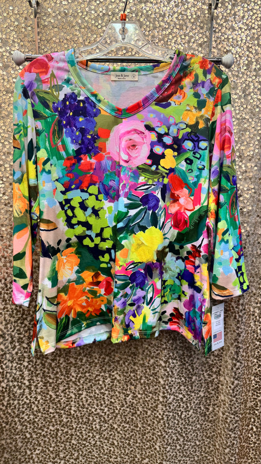 JJ PEONIES V-NECK TOP