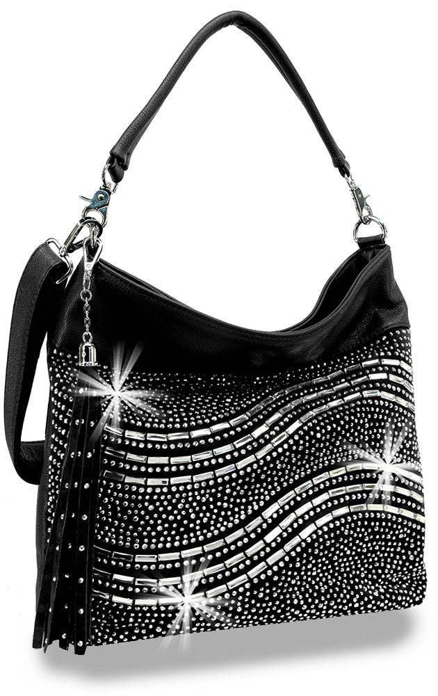 Curved Rhinestone Design Handbag