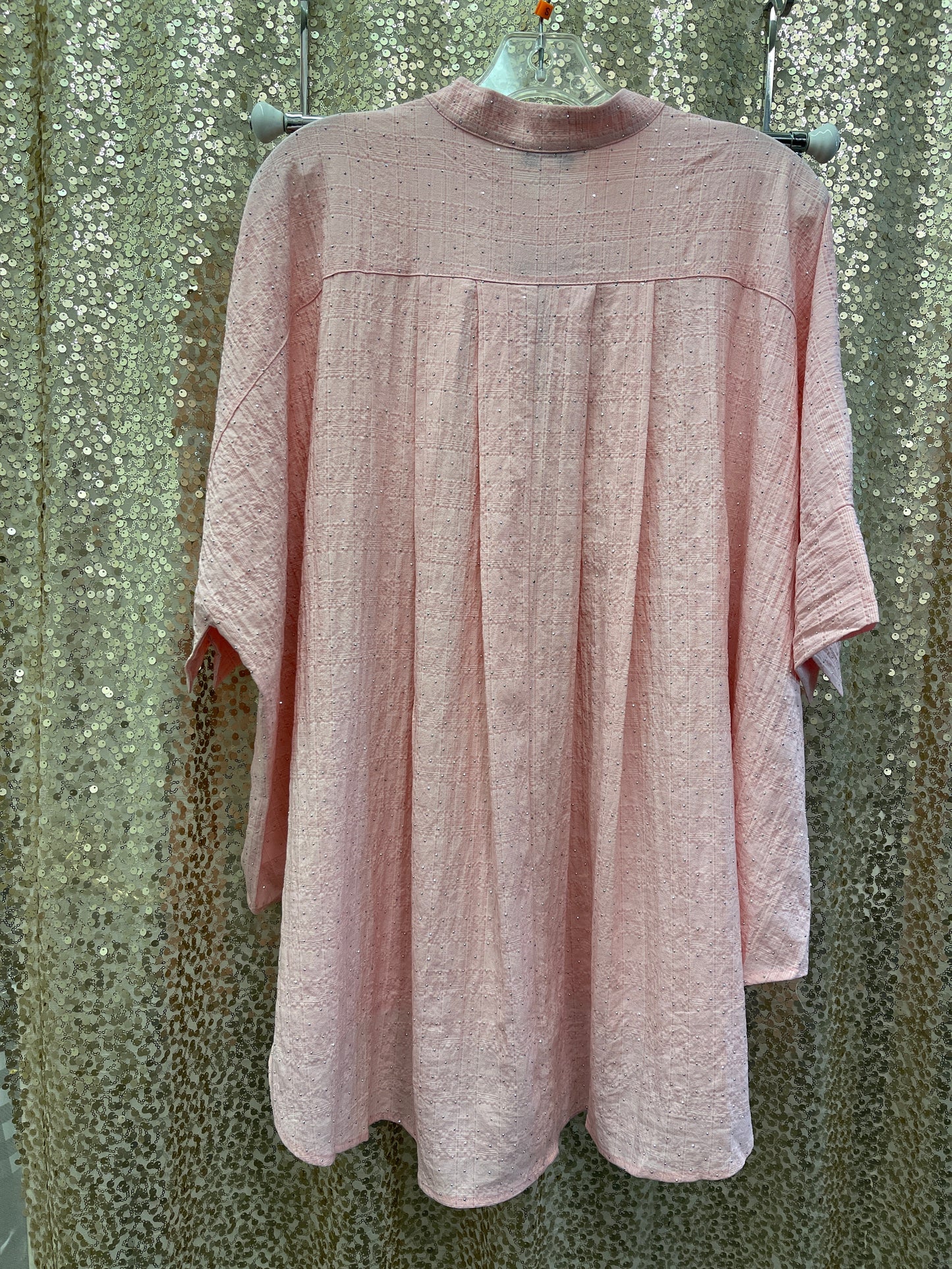DD EMBELLISHED RHINESTONE STAND COLLAR RELAXED FIT TOP