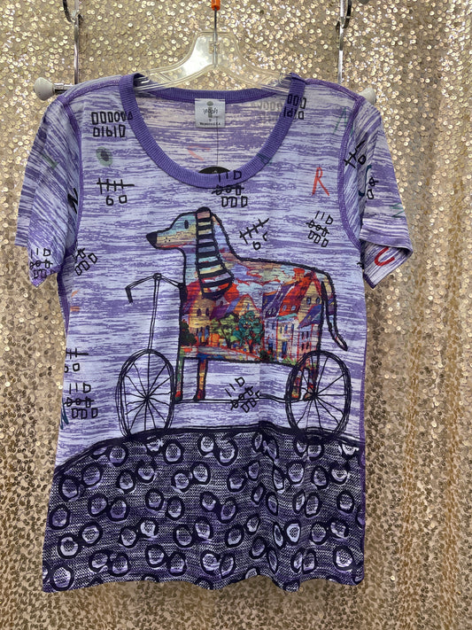 IN MABELS BIKE RIDE S/S STRAIGHT PURPLE DYE TOP