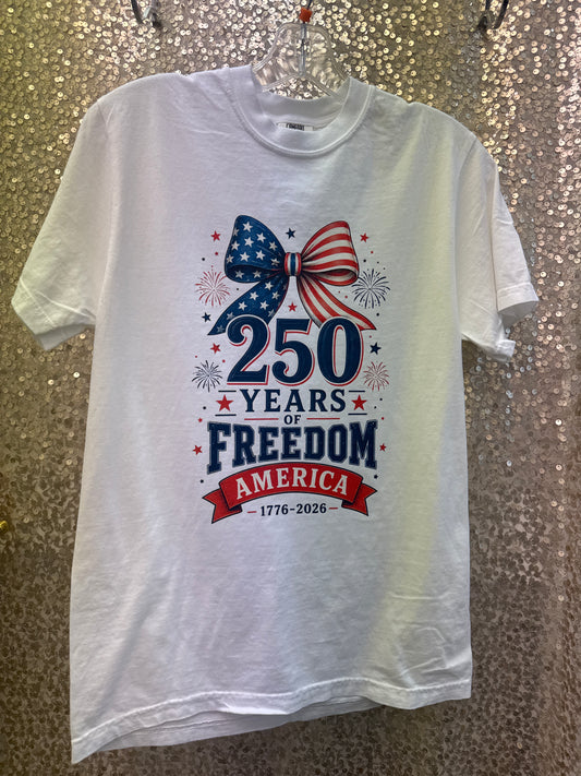 COMFORT COLORS TEE WHITE USA 250 YEARS OF FREEDOM