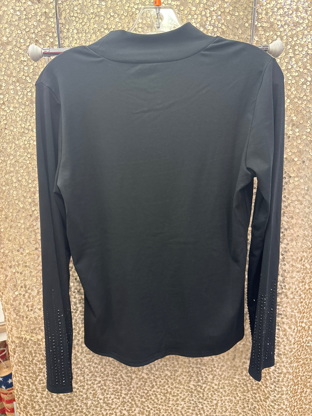 ETHYL MOCK NECK KNIT TOP W/BLING