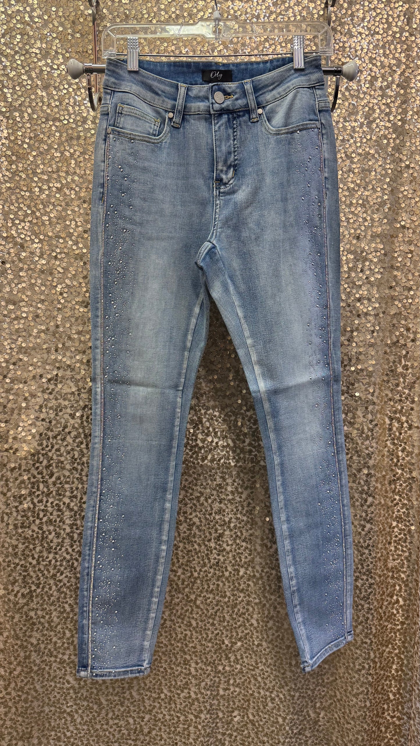 ORLY DENIM PANT WITH RHINESTONE DETAILLING