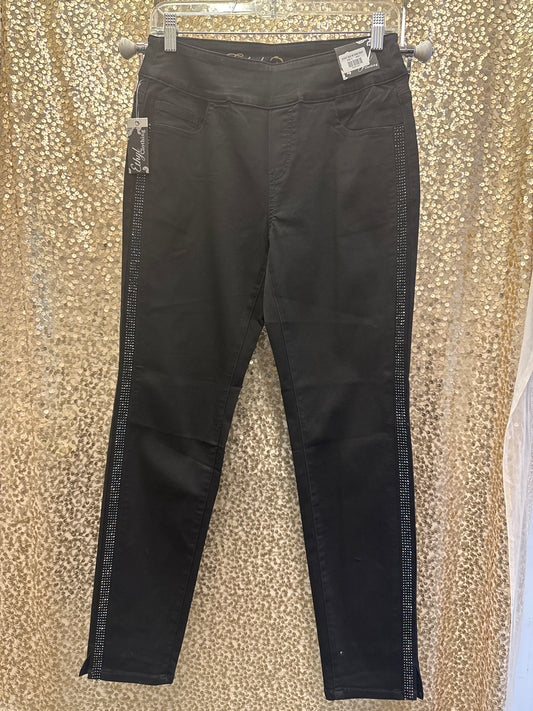 ETHYL BLACK ANKLE LENGTH DENIM WITH FULL LENGTH RHINESTONES