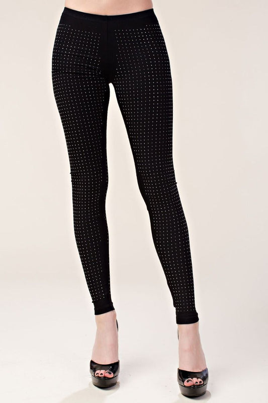 RHINESTONE LOW RISE ANKLE LEGGINGS