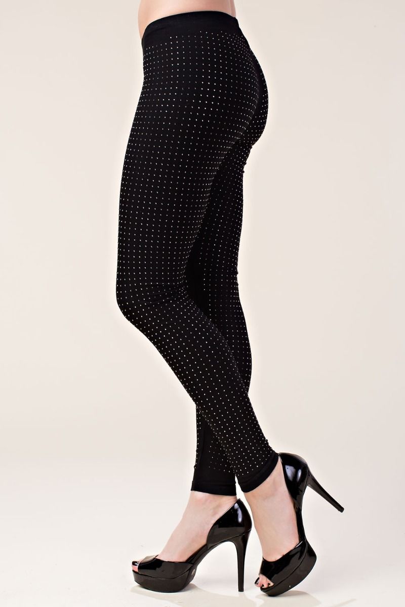 RHINESTONE LOW RISE ANKLE LEGGINGS