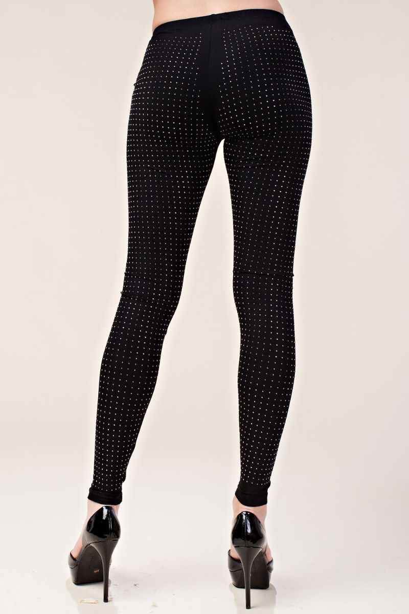 RHINESTONE LOW RISE ANKLE LEGGINGS