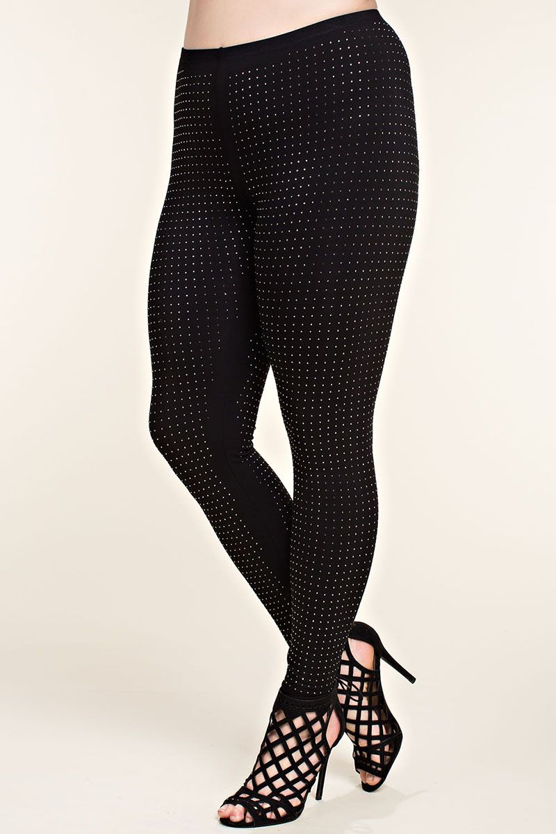 RHINESTONE LOW RISE ANKLE LEGGINGS