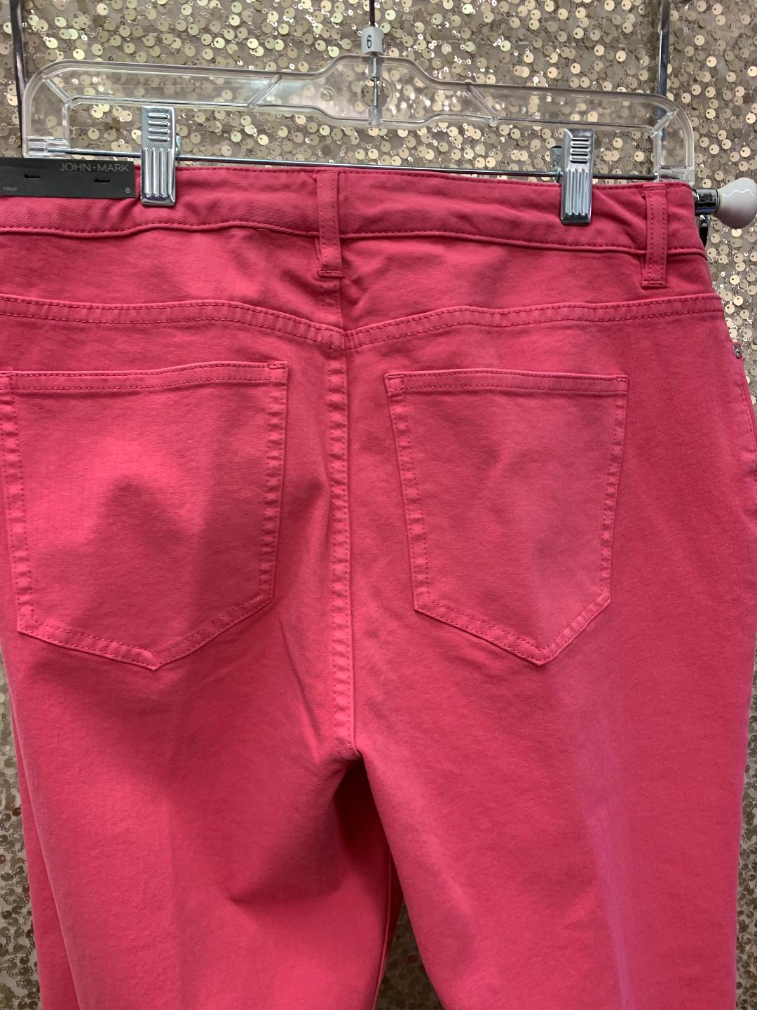 PINK 5 POCKET CROP PANT W/FRAYED HEM