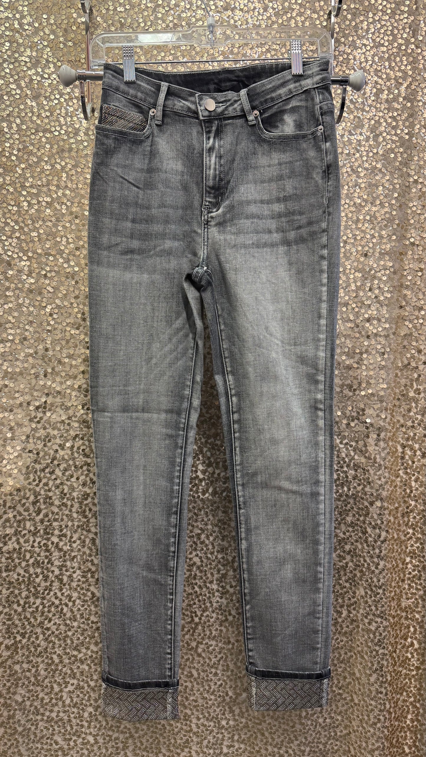 ORLY ASH DENIM PANT WITH RHINESTONE DETAILLING