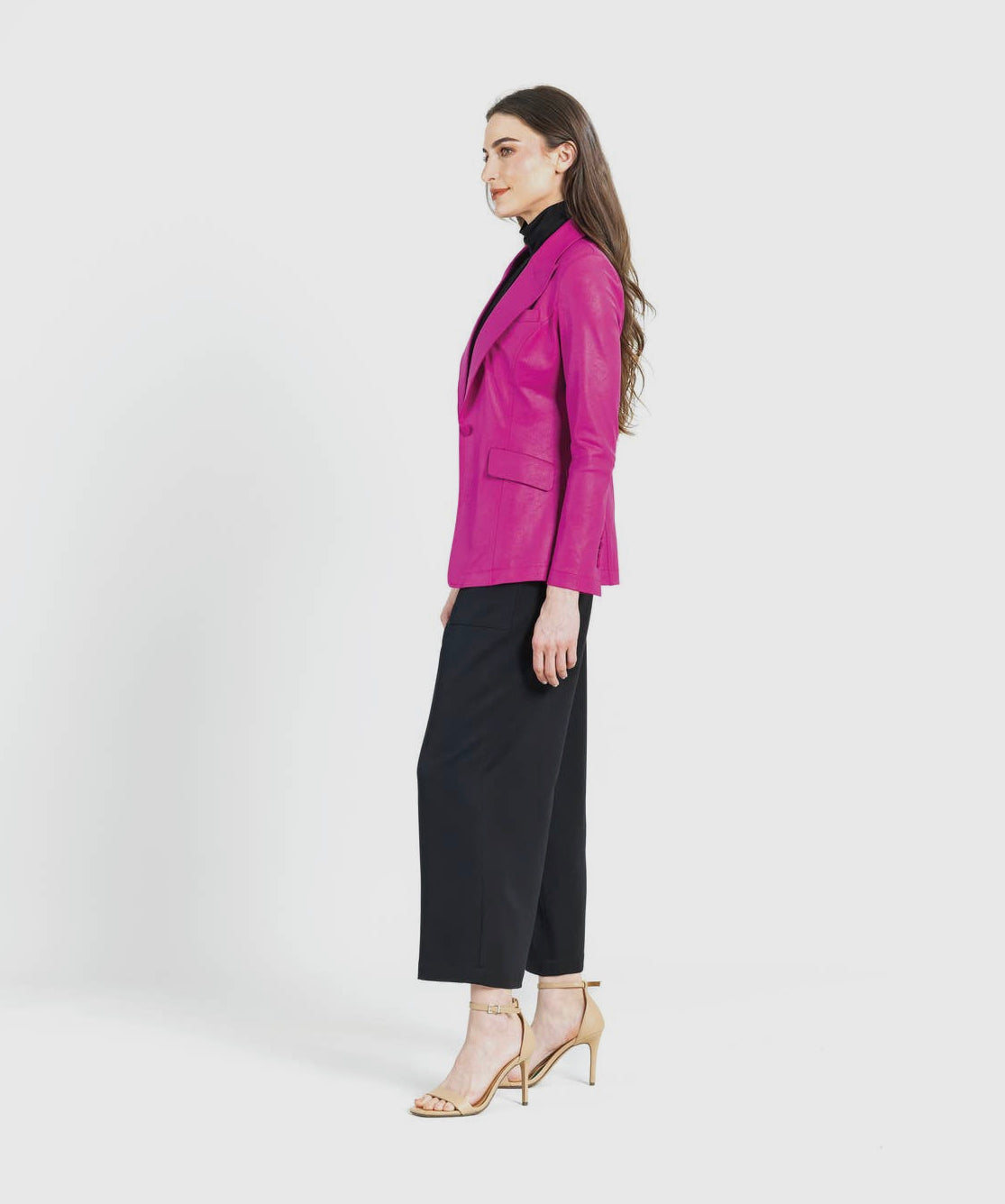 MAGENTA LIQUID LEATHER BLAZER