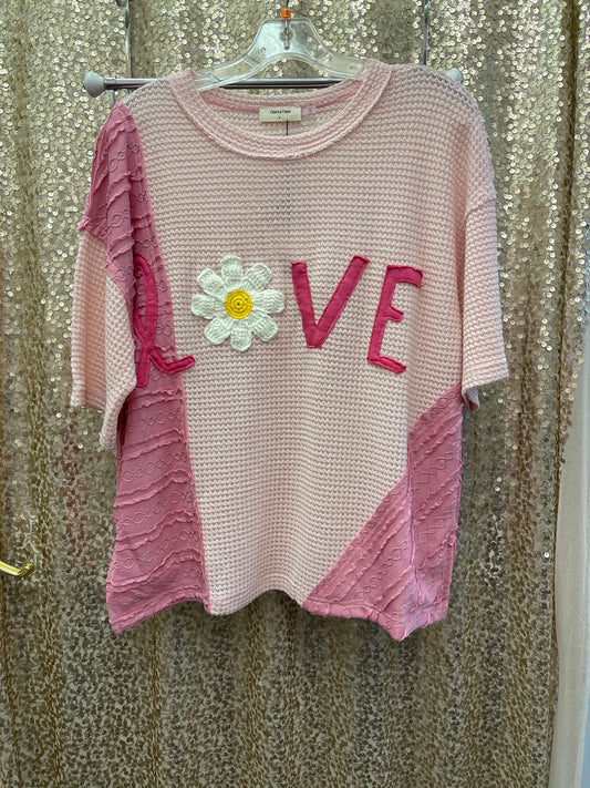 D&D LOVE DAISY PATCHWORK TOP PINK MULTI