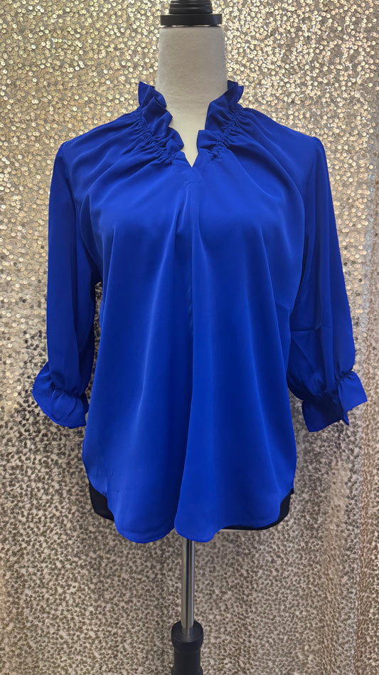 LIOR HARPER RUFFLE V-NECK TOP